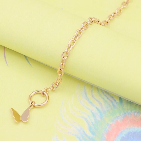 "Butterfly Charm Rose Gold Toggle Bracelet, XPBL0987 - Picture 3 of 12